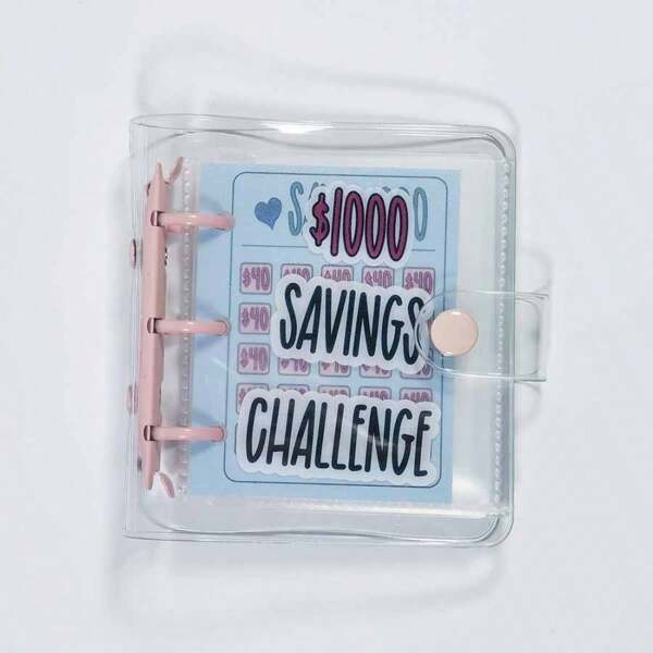 1pc Savings Binder L $1000 Savings Challenge New Reusable Budget Book With Cash Envelopes Frosted Cover Money Organizer For Cash Savings Challenges Notebook Binder Organizer,Boho Vibes