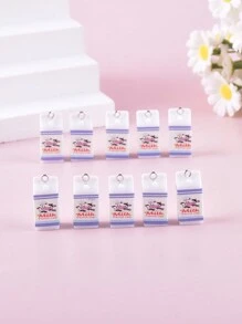 Set de 10 charms de resina de estilo de moda variado de bebida, leche, alcohol, cerveza para hacer joyas DIY para mujeres