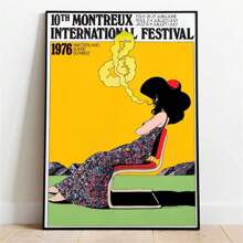 1-6 pezzi cartellone d'arte vintage con tema del festival di musica jazz, pubblicità di Parigi degli anni '70, pittura su tela per decorazione da parete del soggiorno, senza cornice