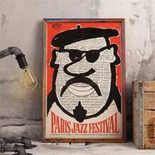 1-6 pezzi cartellone d'arte vintage con tema del festival di musica jazz, pubblicità di Parigi degli anni '70, pittura su tela per decorazione da parete del soggiorno, senza cornice