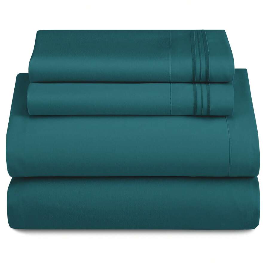LUX DECOR 4 Pc Solid Color Plain Bed Sheets - Brushed Microfiber Sheet Set With Pillowcases, Deep Pocket Bedding Set For Ultimate Comfort - Lightweight And Breathable Cooling Sheet Set For Everyday Use - Graduation Gifts, Home Decor, Winter Vibes, Back‑To‑School Gift, Christmas Decor, New Year Vibes, Holiday Home Refresh, Cozy Bedroom Essentials, Everyday Comfort, Gift Ideas, Luxury Bedding