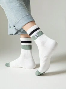 2 双装男士中筒袜，高弹力不勒脚，舒适透气，男士软袜，中筒袜，运动袜，中筒袜，休闲袜，宽松袜，舒适睡眠袜 - 彩色 - 查看 3