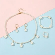 5 件/套蝴蝶设计首饰套装（1 条手链、1 条项链、2 个耳环、1 个戒指），适合婚礼、节日、圣诞节 - 彩色 - 查看 5