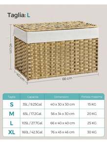 SONGMICS Laundry Baskets - Màu vàng - Xem 6