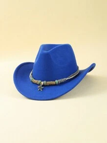 1pc Starfish Boho Vintage Solid Color Polyester Felt Hat, Soft Fedora, Jazz Hat, Western Cowboy Hats, Versatile For Women, Autumn/Winter - Top Hat - View 4