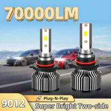 2pcs H1 H7 H11 9005/HB3 9006/HB4 9012 H4 H13 LED Headlight Bulbs, 6000K Cool White, 200W, 70000LM, Super Bright CSP Chips, Built-In High-Speed Turbine Quiet Fan, 800% Brighter, Over 70000 Hours Lifespan