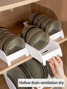 Thick Bowl & Dish Storage Rack, Multi-Function Draining Rack, Kitchen Display Shelf For Plates, Bowls, Cutlery (Narrow:M, Wide:L, Horizontal:XL) - White - View 2