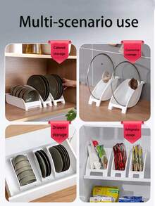 Thick Bowl & Dish Storage Rack, Multi-Function Draining Rack, Kitchen Display Shelf For Plates, Bowls, Cutlery (Narrow:M, Wide:L, Horizontal:XL) - White - View 4