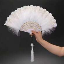 1pc Artificial Feather Fan Dance Performance Fan Elegant Handheld Vintage Fan Best Gifts - Multicolor - View 20