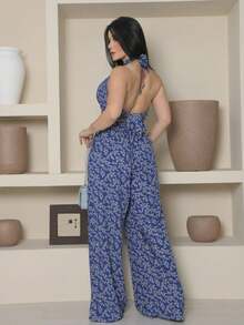 Elegant Women's Set Of Wide Leg Pants And Comfortable Turtleneck Top - Màu xanh hải quân - Xem 2