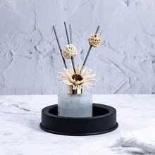 1 件金属托盘铁烛台底座，家居装饰烛台托盘，咖啡桌配件，香薰烛台最佳礼物 - 黑色 - 查看 4