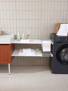 1 pieza Divisor de almacenamiento retráctil sin olores para armarios, mueble de partición de cocina, estantería en capas para dormitorio, estantería de baño - Multicolor - Ver 4