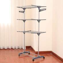 Etendoir pliable à linge vêtements, Séchoir inox sur 3 niveaux avec roulettes, Séchage pour Usage Intérieur 72x56x152 cm, Cadeau pour homme femme Noël, Nouvel An, Festivals