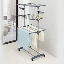 Etendoir pliable à linge vêtements, Séchoir inox sur 3 niveaux avec roulettes, Séchage pour Usage Intérieur 72x56x152 cm, Cadeau pour homme femme Noël, Nouvel An, Festivals
