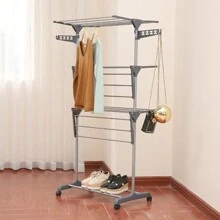 Etendoir pliable à linge vêtements, Séchoir inox sur 3 niveaux avec roulettes, Séchage pour Usage Intérieur 72x56x152 cm, Cadeau pour homme femme Noël, Nouvel An, Festivals
