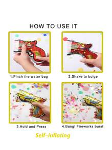 6 peças - Tubo de Fogos de Artifício Inflável Automático de 33 cm, Balão de Confete, Vara de Fogos de Artifício, Pacote de Fogo de Artifício, Decoração de Festa de Aniversário, Casamento, Suprimentos para Festa - Cores e Estilos Aleatórios - Multicolorido - Visão 9