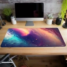 Tấm lót chuột hình đám mây nhiều màu sắc, thiết kế hình ngôi sao thiên hà, tấm lót bàn làm việc lớn với đế cao su chống trượt, các cạnh khâu, tấm lót bàn phím 35,4x15,7in, dùng cho công việc, trò chơi, văn phòng, gia đình, phụ nữ, bạn bè - Nhiều màu - Xem 3