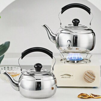 1pc Stainless Steel Teapot With Filter Screen, Used For Brewing And Boiling Tea, Durable Kitchen Tool With Handle, Modern Design, Restaurant, Hotel, Induction Cooker, Commercial Tea Kettle, For Outdoor, Camping