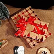 3pcs/Set Christmas Wrapping Paper - Red Stripe, Christmas Tree & Reindeer, Plaid Pattern - Each Roll 17in X 120in, Christmas Gift Box, Party Favor Wrapping Paper Rolls, 3 Designs