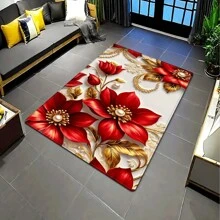 1 件圣诞主题红花地毯，适用于卧室、客厅、浴室、厨房
