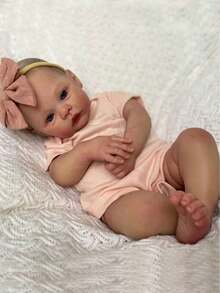 48 厘米逼真的新生婴儿娃娃，具有灵活的 3D 油漆肤色和静脉，19 英寸新生儿全柔软触感乙烯基娃娃圣诞节礼物（部分零件随机，包括奶嘴、奶瓶、尿布、发饰和衣服套装），重生婴儿娃娃，逼真的婴儿娃娃，婴儿娃娃 - 珊瑚橙 - 查看 3