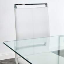 MUUOKY 63" Modern Tempered Glass Dining Table, Kitchen,Dining & Dining Room Glass Tables With U-Shape Stainless Steel Base, Clear Glass Dining Pedestal Table For 4-8, Modern Minimalist Luxury, Firm And Strong, Easy To Clean, Gold, Sliver - Silver - View 7