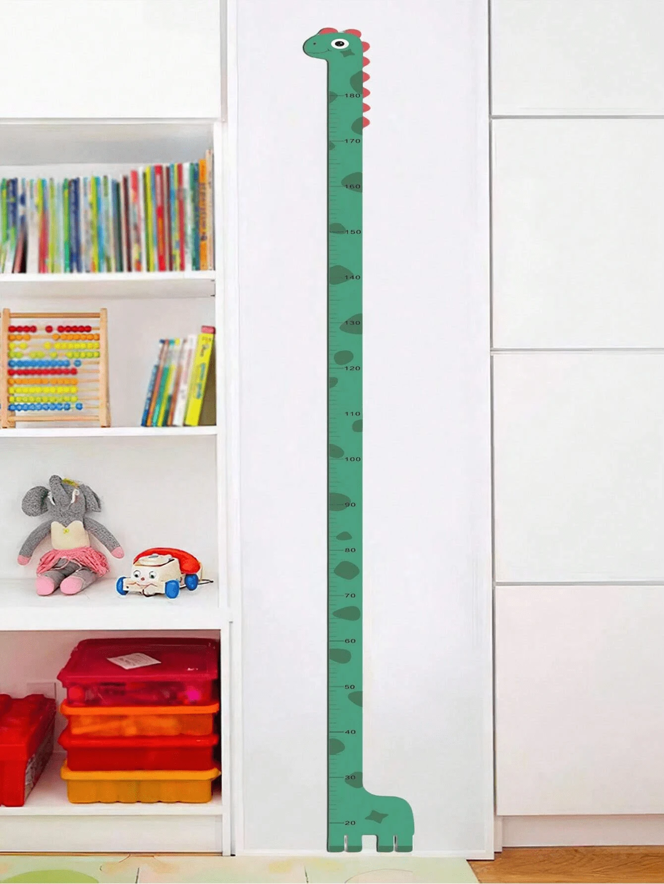 1 件 PVC 生长图表贴纸，卡通长颈鹿图案身高尺墙贴，自粘墙纸用于房间装饰，适合家庭 - 彩色 - 查看 1