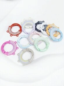 3 件随机颜色云朵和彩虹设计 3 环手绘弹簧钩、龙虾扣、8 字扣、U 形门扣、糖果色珐琅弹簧环吊饰、DIY 珠宝配件 - 彩色 - 查看 9