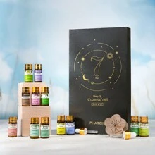 PHATOIL Premium Essential Oils Set 12pcs 5ml/0.17fl.Oz Essential Oils +Essential Oil Diffused Wood For Diffusers Humidifier Home Aromatherapy-Lavender, Eucalyptus, Peppermint, Sandalwood, Lemon, Rose, Bergamot, Tea Tree, Citronella, Geranium, Lemongrass, Clary Sage
