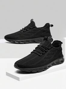 أحذية جري خفيفة الوزن للنساء للاستخدام اليومي والتمارين الرياضية، أحذية رياضية شبكية للخارج، بتصميم عصري وأنيق، مقاومة للانزلاق، أحذية مشي باللون الأسود