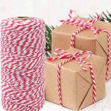 1 Cuộn Dây Thừng Giáng Sinh Tự Làm, Dây Thừng Bện Nhiều Màu Sắc Cho Quà Tặng Tiệc Giáng Sinh Đóng Gói, Đóng Gói, Nhãn, Đồ Trang Trí Giáng Sinh & Gói Quà, Giáng Sinh - Đỏ và trắng - Xem 4