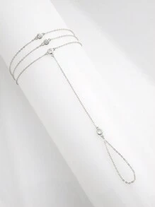 1 pieza Anillo - pulsera de plata de ley 925 chapada en oro con piedra CZ de 3 capas, adecuado para uso diario y para fiestas de mujeres