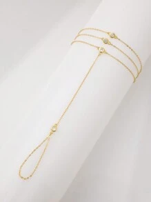 1 pieza Anillo - pulsera de plata de ley 925 chapada en oro con piedra CZ de 3 capas, adecuado para uso diario y para fiestas de mujeres