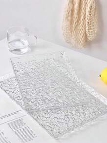 1个透明冰川图案长方形托盘，优雅高端家居用品，客厅茶几杯架，浴室护肤品和化妆品收纳整理架，房间装饰 - 無色 - 查看 13