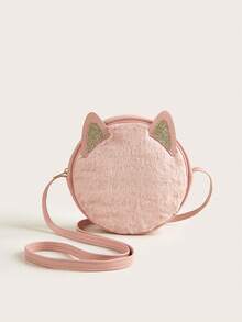 1 件女孩可爱毛绒卡通猫单肩斜挎包，简约设计，百搭 - 彩色 - 查看 2