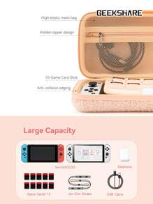 GeekShare 1 个粉红兔子毛绒便携包，适用于 Switch/Switch OLED - 粉色 - 查看 8