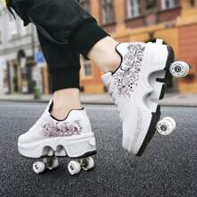 preyrocbirds Scarpe con rotelle, pattini a rotelle, skateboard, scarpe per bambini con rotelle, scarpe da pattinaggio, scarpe da ginnastica con ruote per ragazze e donne