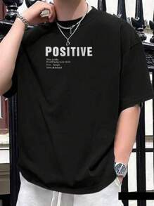 POSITIVE Printed Men's T-Shirt 100% Cotton Premium Mesh Shirt Blouse Yarn 30.1 New Release - màu đen - Xem 1