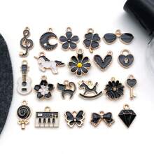 20/50/200pcs Mixed 10 Colors Fashion Enamel Assorted Charm Bulk Flower Heart Shape Gold-Plated Pendant For DIY Bracelets Necklaces Earrings Pendants Jewelry Making Accessories - trộn - Xem 15