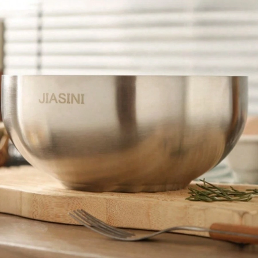 Stainless Steel Double Layer Bowl, Heat-Insulated Soup Bowl, Large Capacity Meal Bowl For Home Use
