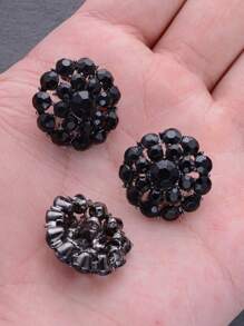 Set de 4 piezas de botones de metal con flores huecas y llenos de rhinestones, adecuados para abrigos de piel, camisas, suéteres de punto, trajes casuales, abrigos, manualidades DIY, joyería, zapatos, sombreros, cajas de regalo, bolsos - Multicolor - Ver 4