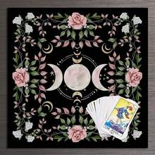1 pieza Mantel de Tarot, Enredadera Floral, Fases Lunares, Símbolo Cree en Ti Mismo, Tela de Astrología Bruja, Tapiz de Altar, Tapete para Juegos de Cartas, Decoración de Habitación - Negro - Ver 5