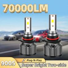2pcs H1 H7 H11 9005/HB3 9006/HB4 9012 H4 H13 LED Headlight Bulbs, 6000K Cool White, 200W, 70000LM, Super Bright CSP Chips, Built-In High-Speed Turbine Quiet Fan, 800% Brighter, Over 70000 Hours Lifespan