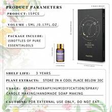 PHATOIL 高级精油套装 15 瓶装，每瓶 5 毫升/0.17 液盎司，适用于香薰机、加湿器、DIY 香水、肥皂和蜡烛制作，是馈赠佳品——薰衣草、依兰、檀香、香草、香茅、柠檬草、快乐鼠尾草、雪松、百里香、迷迭香、薄荷、天竺葵、佛手柑、丁香、乳香 - 15pcs/set - 查看 9