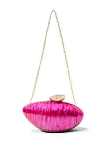 New Acrylic Hard Shell Box Shape Handbag With Water Ripple Design, Fashionable Women Shoulder Bag, Chain Cross-Body Bag For Party, Wedding, Autumn Valentines, Elegant Shell Bag, Perfect For Parties, Weddings, Dinners & Banquets, Matches Wedding Dresses, Formal Wear, Prom Gowns, Birthday Outfits & Women's Party Attire