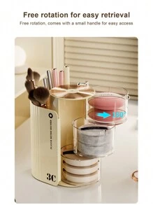 1pc Transparent Makeup Sponge Holder, Rotatable Multi-Layer Jewelry & Cosmetics Storage Organizer, Dust-Proof Makeup Cosmetics Box, Desktop Decor - Multicolor - View 1
