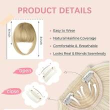 Extensions per frangia molletta-on - Frangia finta francese sfilacciata di 12 cm di spessore, per tempie, per uso quotidiano delle donne, disponibile in 5 colori