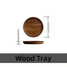 1 pieza de bandeja decorativa de madera maciza con estilo retro circular - Plato de madera multifuncional para el té de la tarde, utensilios de fiesta, baño, decoración del hogar, hotel