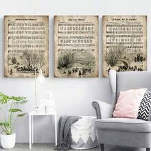 Framed 3pcs Vintage Carol Canvas Paintings, Sheet Music Hymns, Festival Art Printed Posters, Ideal Gifts For Living Rooms And Bedrooms, Holiday Decorative Wall Art Wall Decoration, Home Decoration Materials, Wall Art, Room Decoration - Khaki - View 5