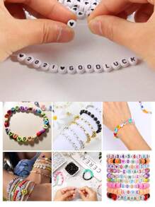 100pcs Round Acrylic Beads With Alphabet & Numbers & Heart Shape For Diy Jewelry Making Necklace & Bracelet (7x4mm) - 4*7mm Beads - View 7